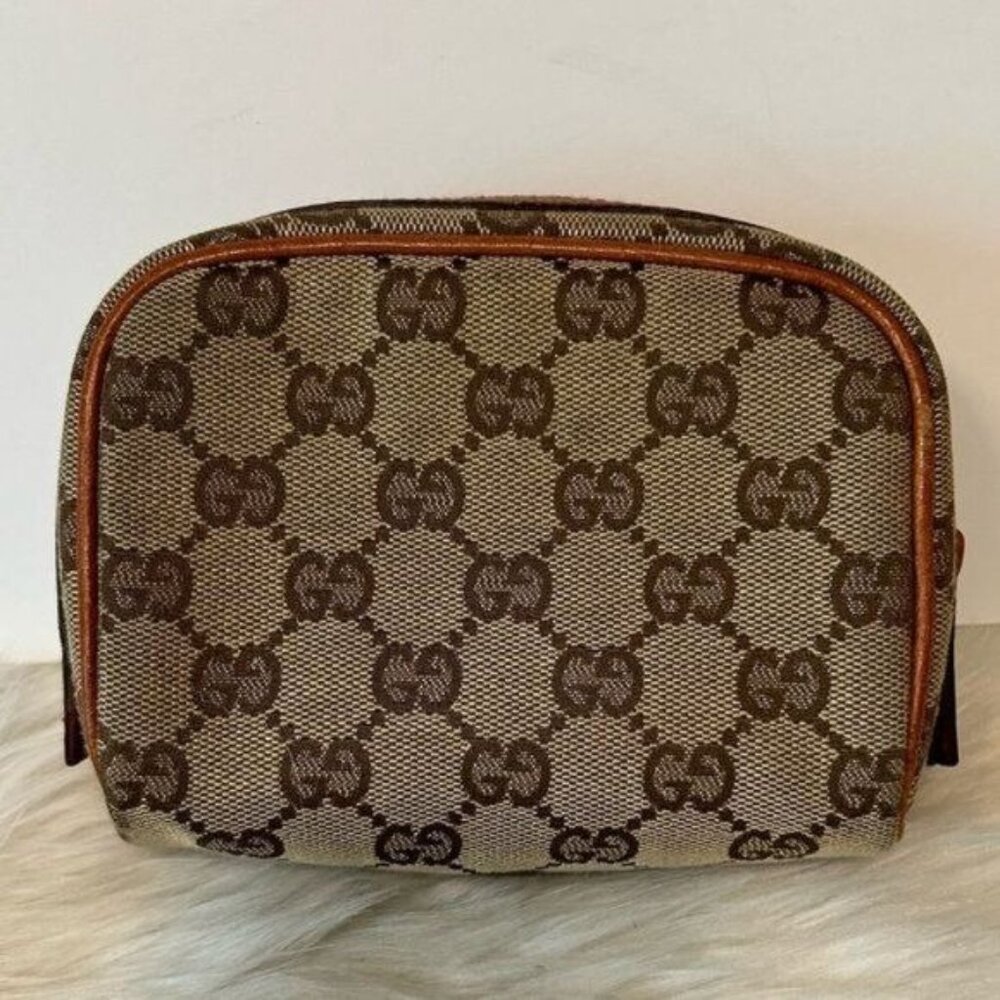 Gucci cosmetic bag Orange beige color Vintage